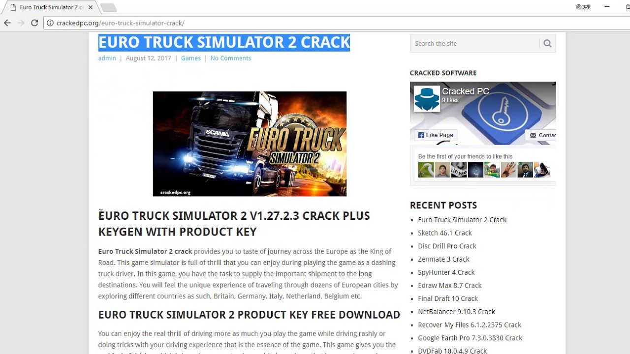 Euro truck simulator 2 key crack